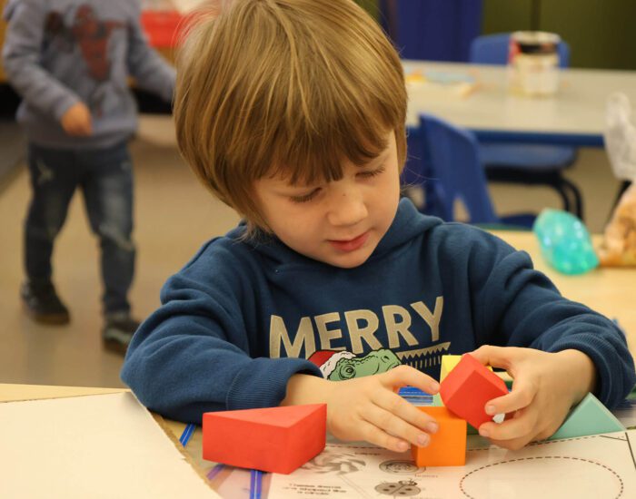 Child playing with blocks